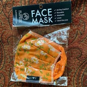 Flipside face mask soft cotton daisy flowers orange adult size